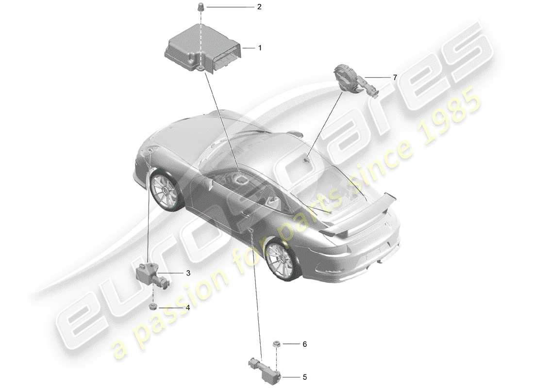 porsche 2017 (991-2 r/gt3/rs) módulo de control electrónico diagrama de piezas