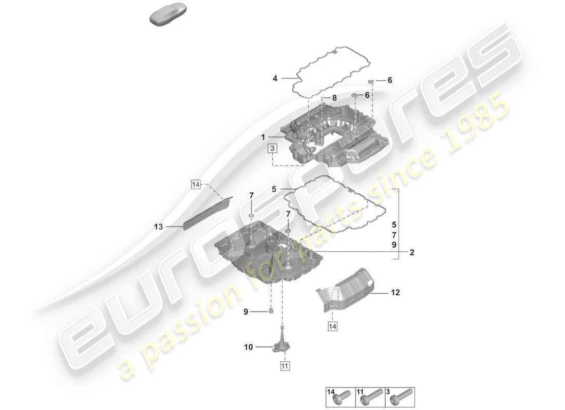 porsche 2020 (992-1) diagrama de piezas del cárter de aceite