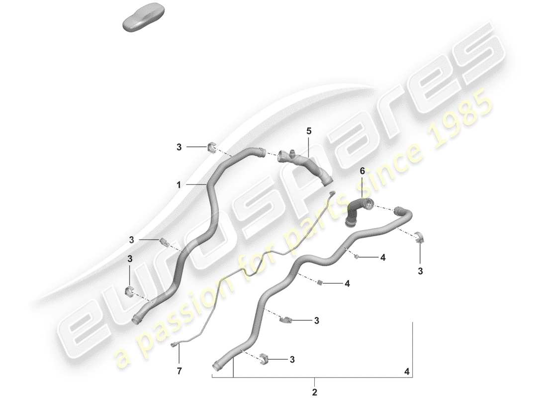 porsche 2020 (992-1) diagrama de piezas de refrigeración por agua