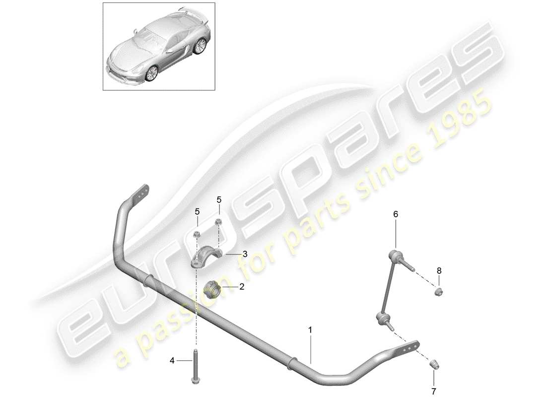 porsche 2016 (981 cayman gt4) estabilizador diagrama de piezas