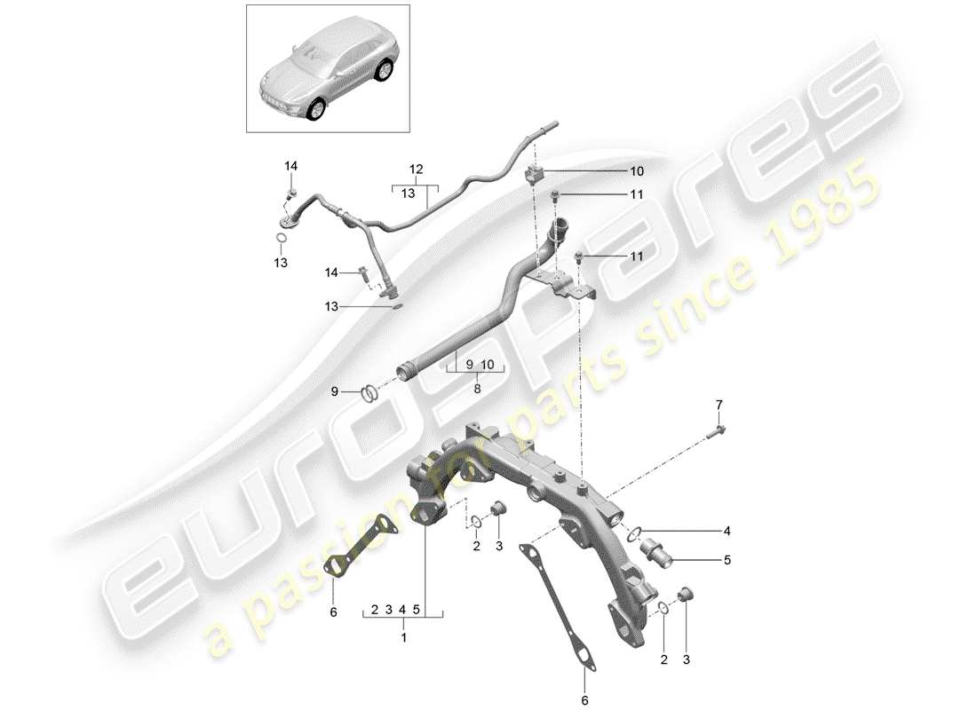 porsche 2016 (macan) diagrama de piezas de refrigeración por agua