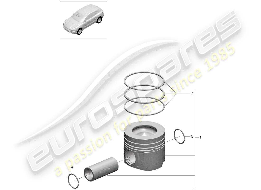 porsche 2017 (macan) pistón diagrama de piezas