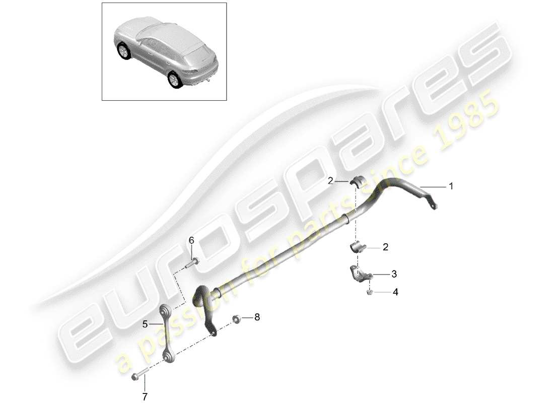porsche 2017 (macan) estabilizador diagrama de piezas