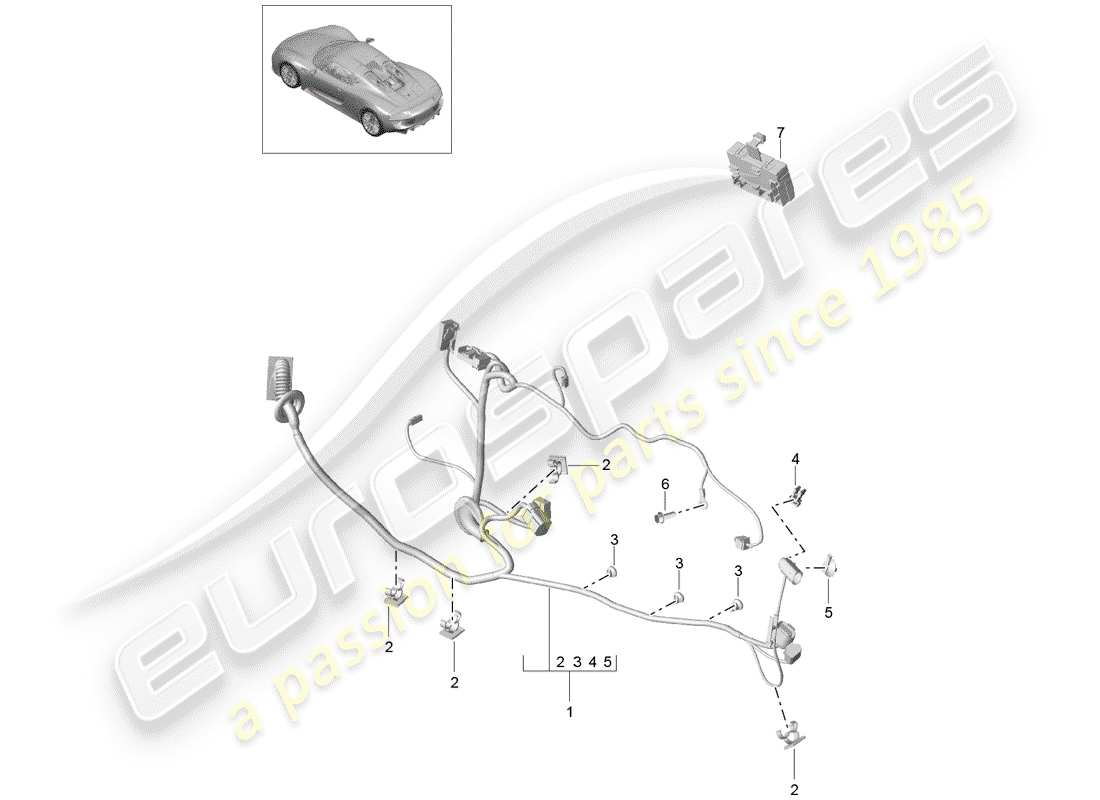 porsche 2015 (918 spyder) cableando arneses diagrama de piezas