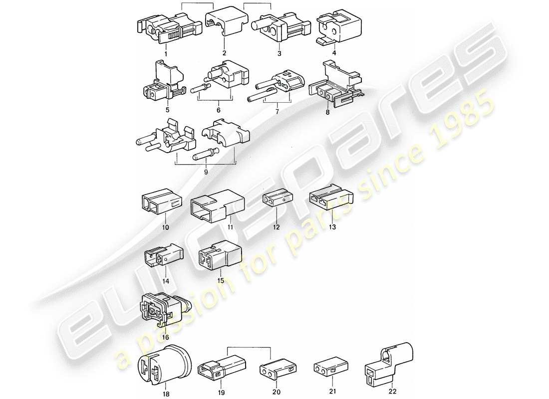 porsche 1988 (911) carcasa del conector diagrama de piezas