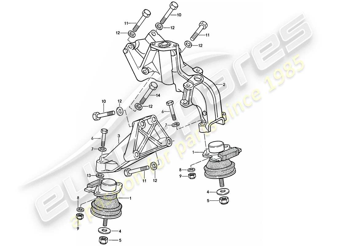 porsche 1986 (944) suspensión del motor diagrama de piezas