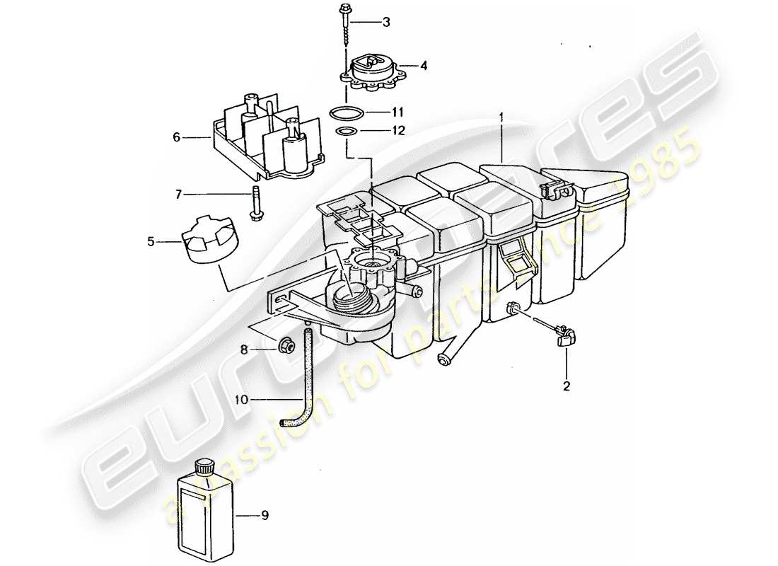 porsche 2002 (996 gt3) diagrama de piezas de refrigeración por agua