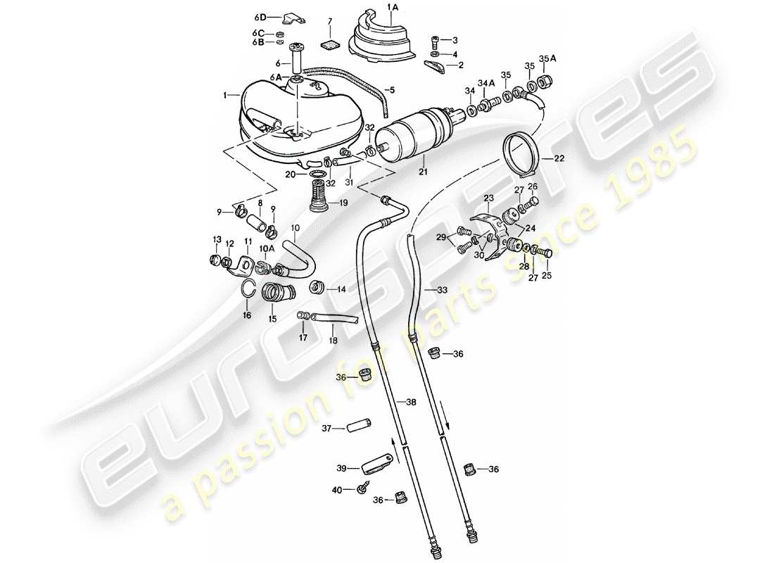 porsche 1983 (911) fuel system diagrama de piezas