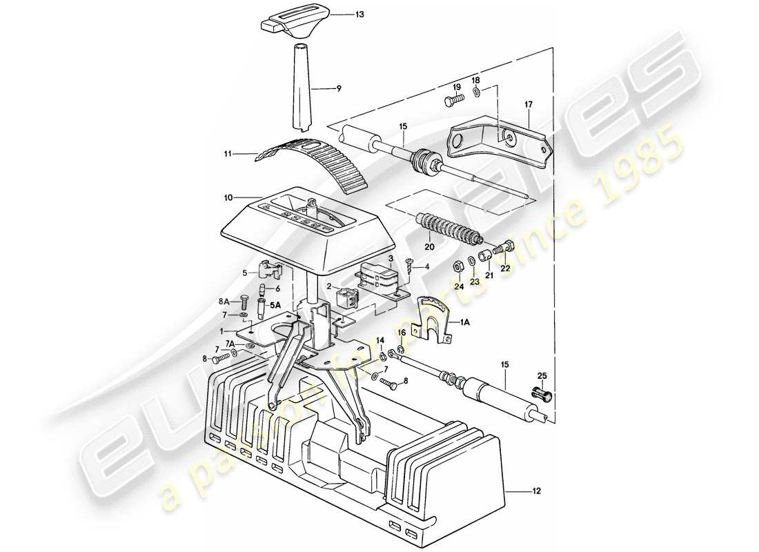 porsche 1976 (924) mecanismo de cambio - transmisión automática diagrama de piezas