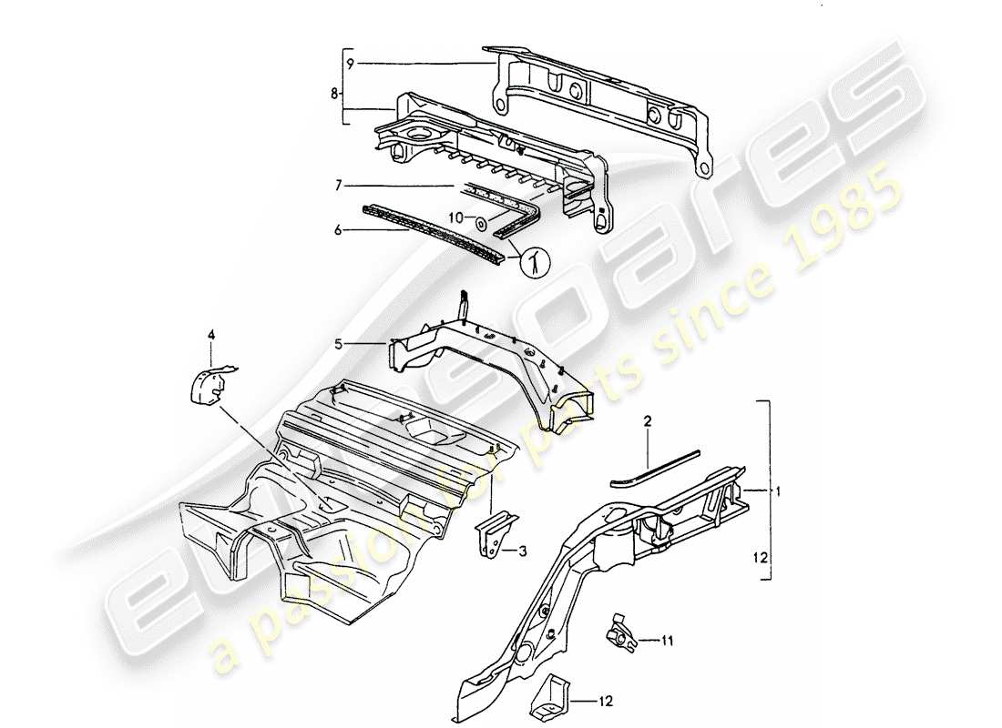 porsche 1994 (993) diagrama de piezas del marco