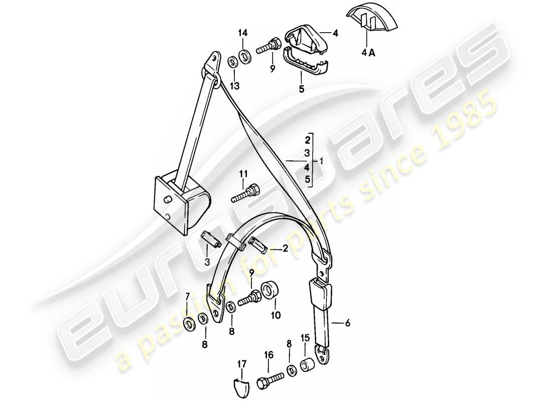 porsche 1982 (944) cinturón de seguridad diagrama de piezas