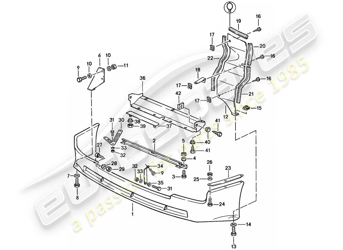 porsche 1982 (944) diagrama de piezas del spoiler delantero