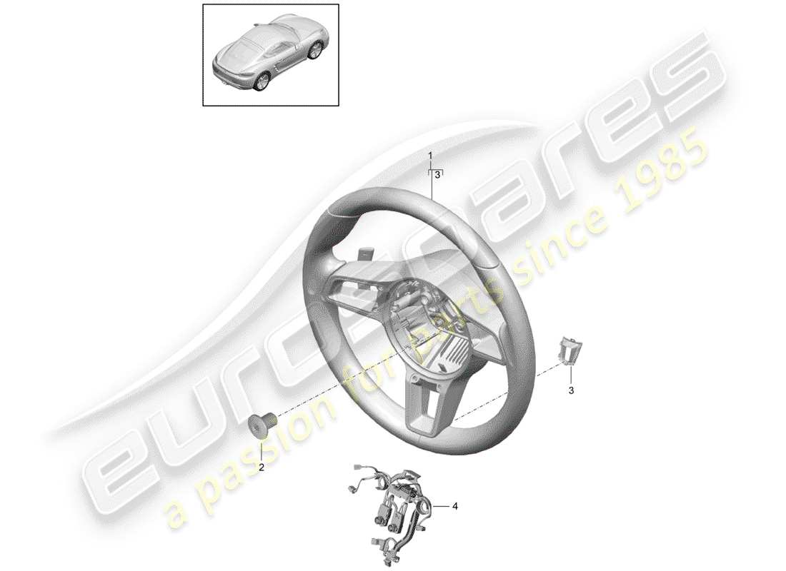 porsche 2019 (718 cayman) diagrama de piezas del volante