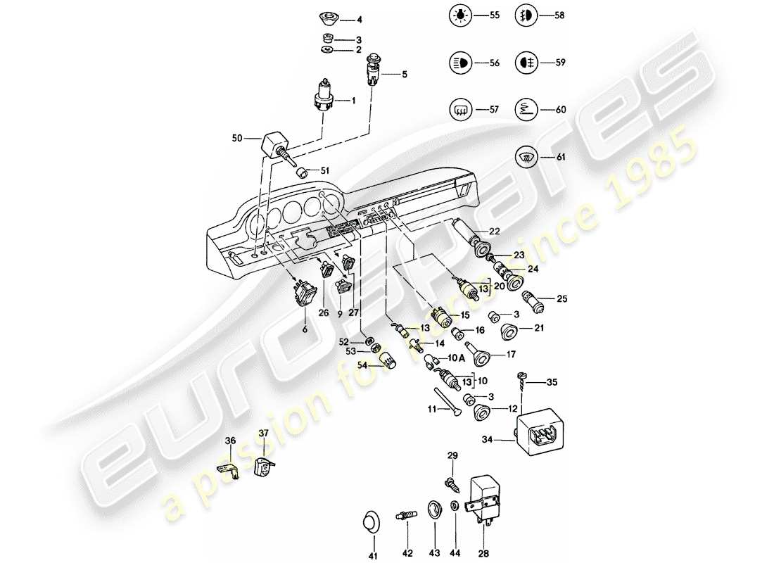 porsche 1978 (911) interruptor - relé diagrama de piezas