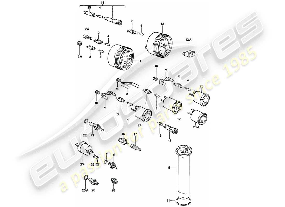 porsche 1979 (924) instruments diagrama de piezas