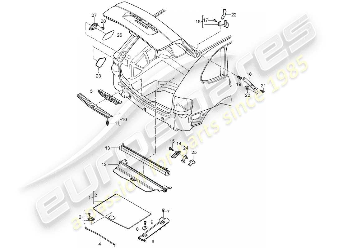 porsche 2004 (cayenne e1 9pa) adornos diagrama de piezas