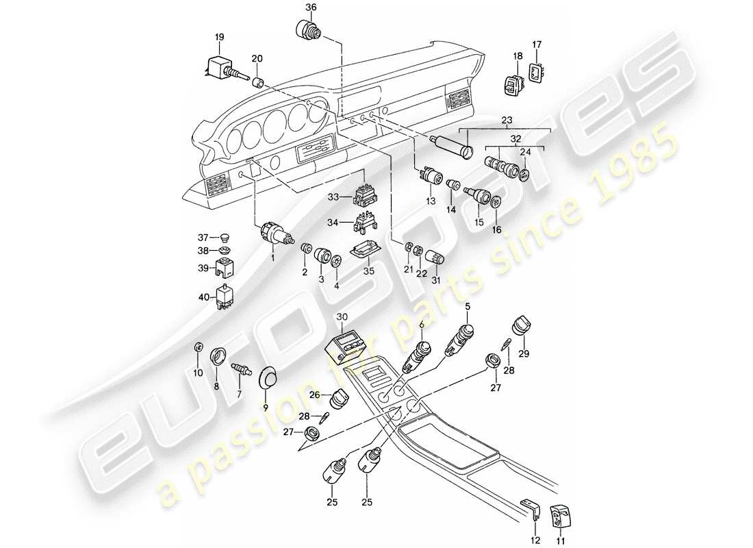 porsche 1987 (959) switch diagrama de piezas