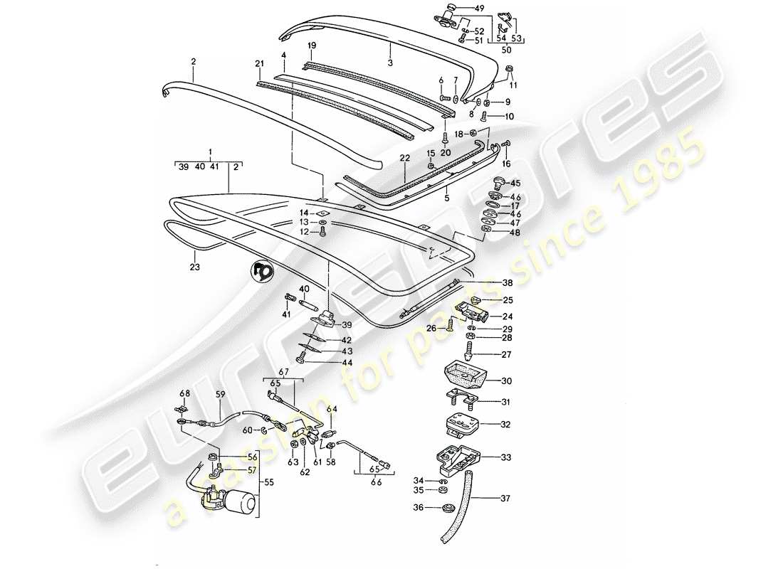 porsche 1991 (944) tapa del maletero trasero - spoiler trasero - d - mj 1990>> diagrama de piezas