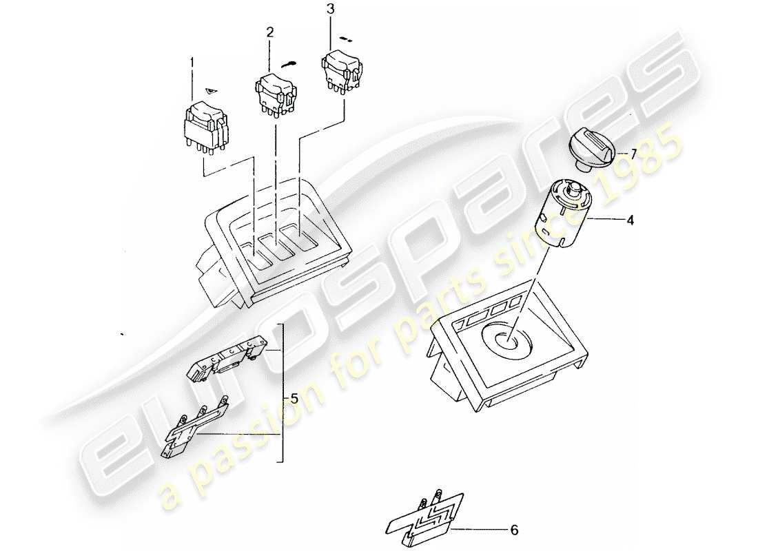 porsche 1994 (964) interruptor - consola central diagrama de piezas
