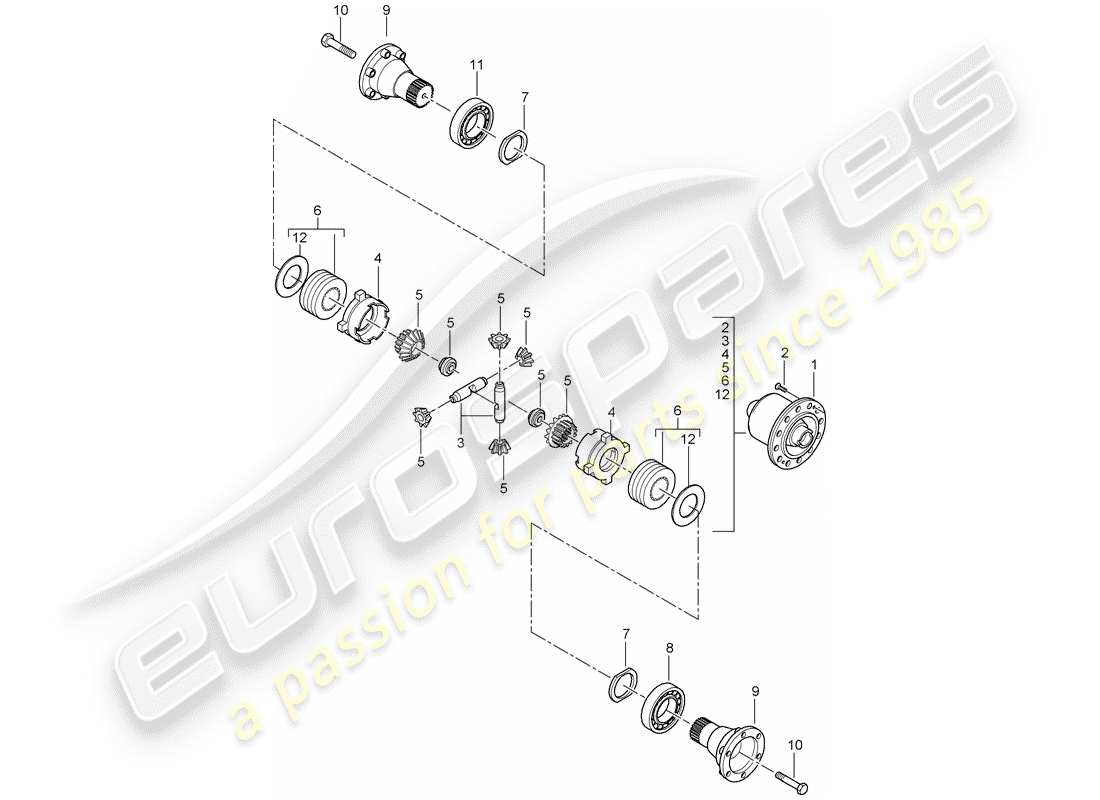 porsche 2003 (996 gt3) diferencial de deslizamiento limitado - kits completos y de reparación diagrama de piezas