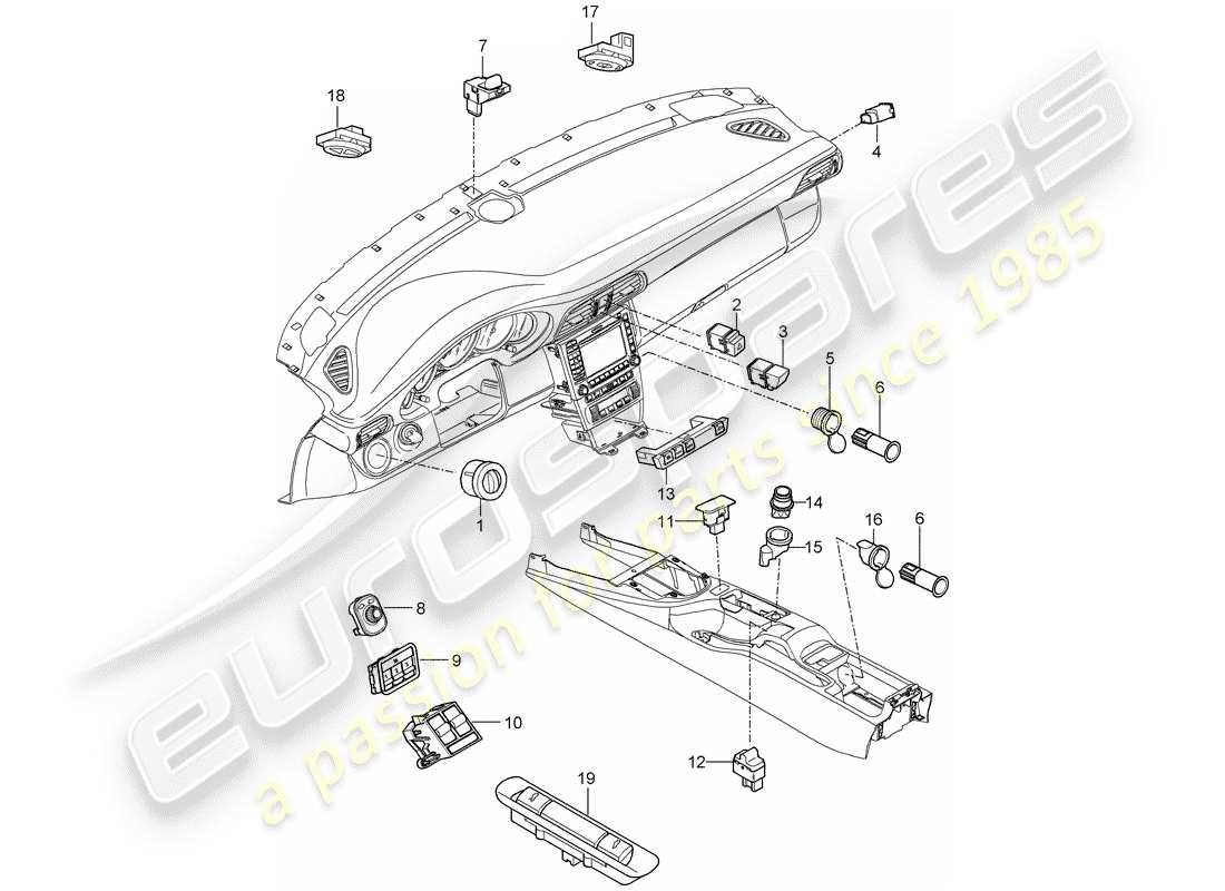 porsche 2009 997-2 turbo / gt2 switch diagrama de piezas