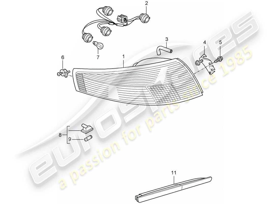 porsche 2007 (997-1 turbo / gt2) luz trasera diagrama de piezas