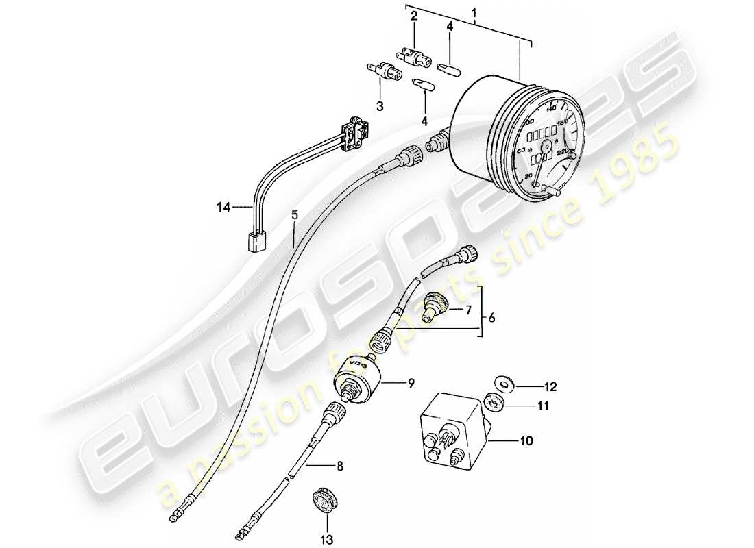 porsche 1984 (924) velocímetro diagrama de piezas