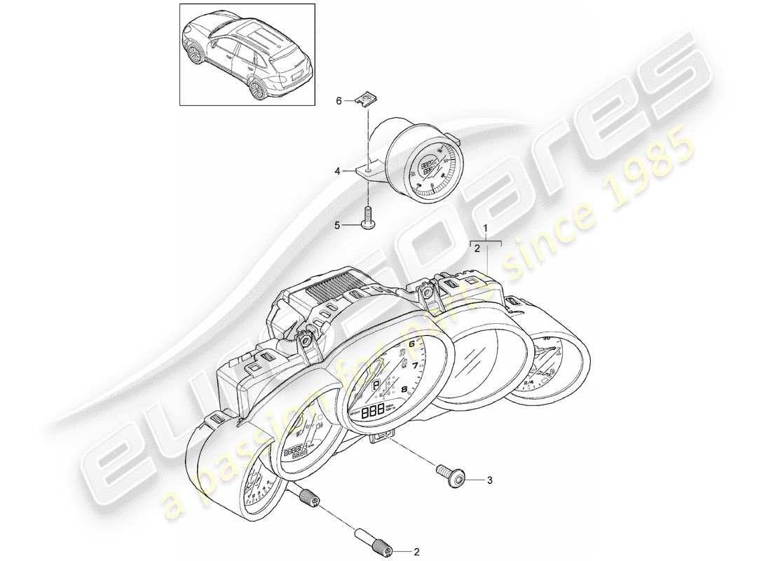 porsche 2014 (cayenne e2 92a) instruments diagrama de piezas