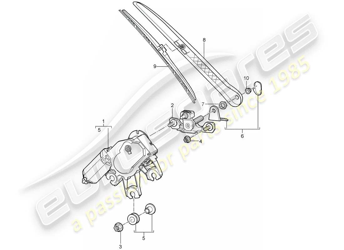 porsche 2004 (cayenne e1 9pa) limpiaparabrisas trasero diagrama de piezas