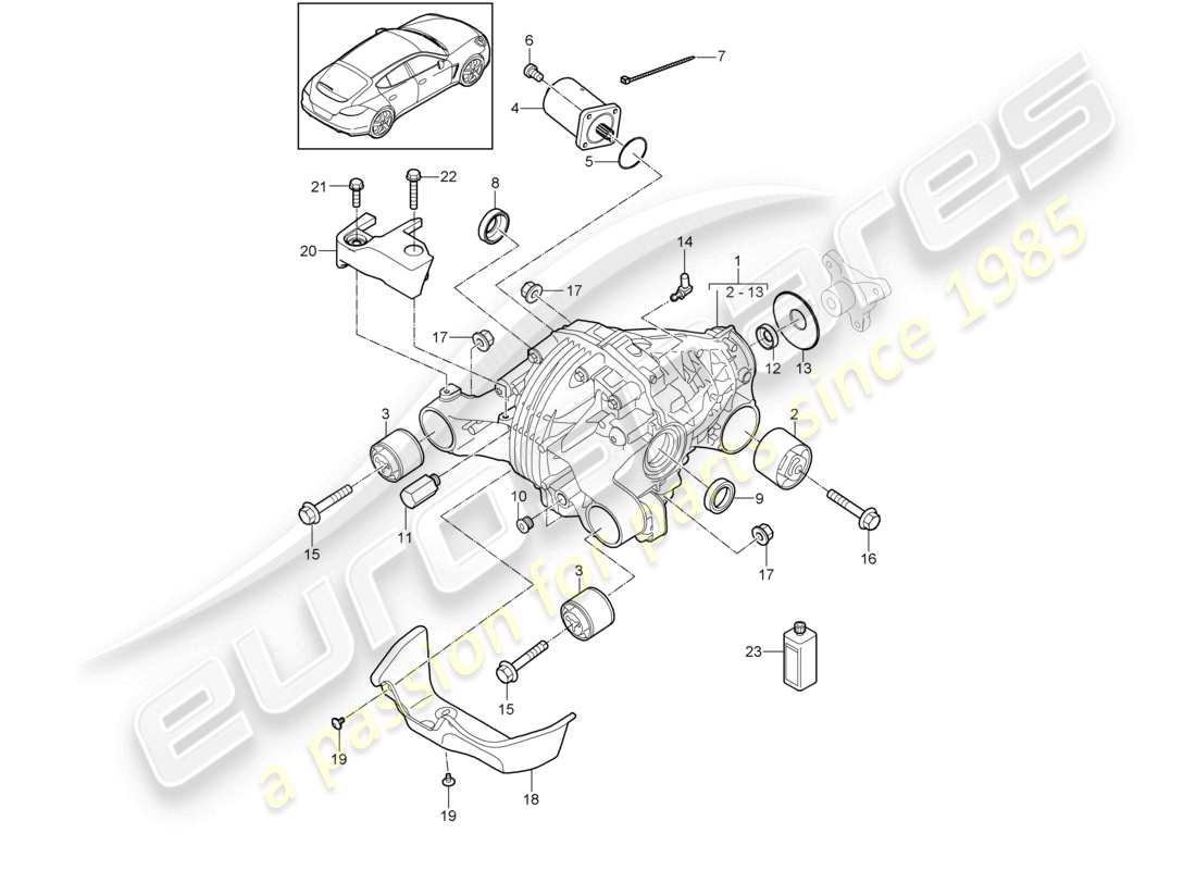 porsche 2010 (cayenne e1 9pa) diferencial del eje trasero diagrama de piezas