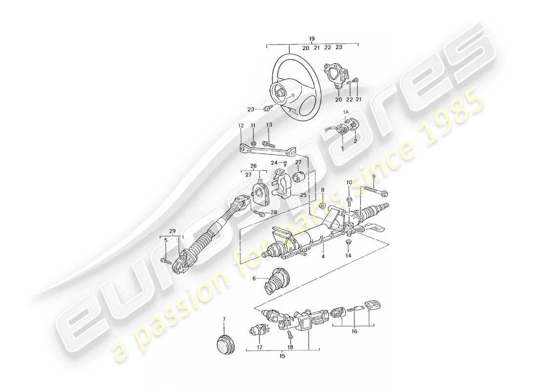 porsche 996 t/gt2 (2001) tubo protector de dirección - eje de dirección intermedio - volantes diagrama de piezas