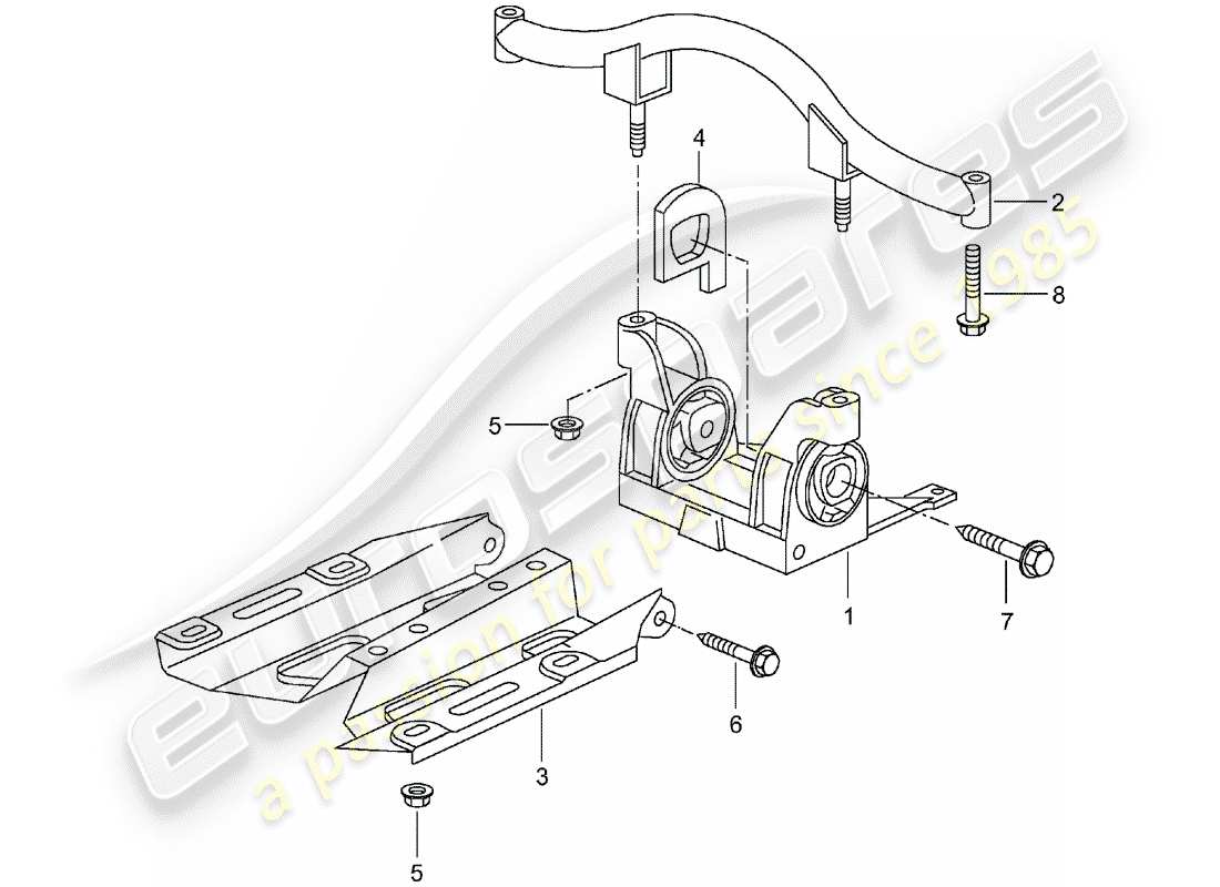 porsche 2005 (996 turbo / gt2) tiptronic - suspensión - y - montaje - brida intermedia diagrama de partes