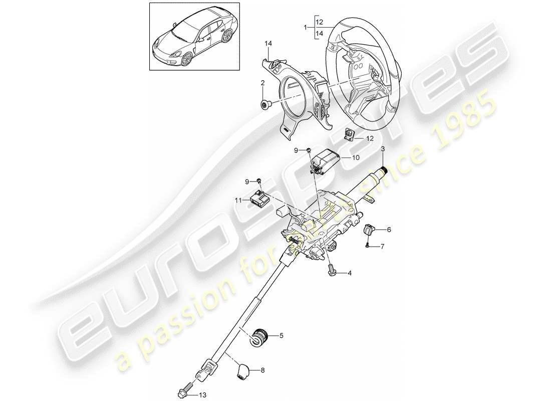 porsche 2011 (panamera 970) volantes diagrama de piezas