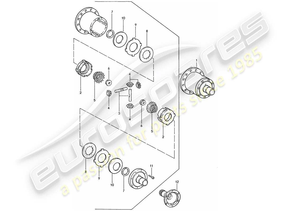 porsche 1991 (944) diferencial de deslizamiento limitado - para - caja de cambios manual diagrama de piezas