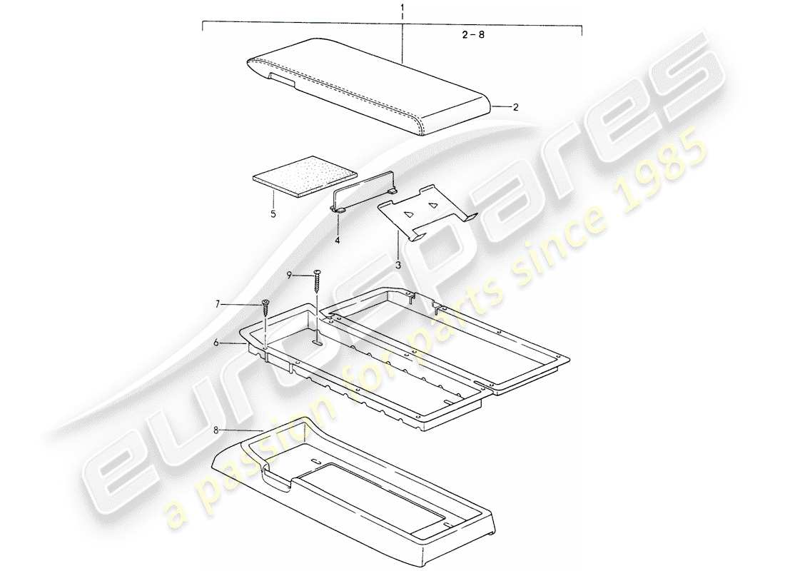 porsche 1995 (928) soporte de cassette diagrama de piezas