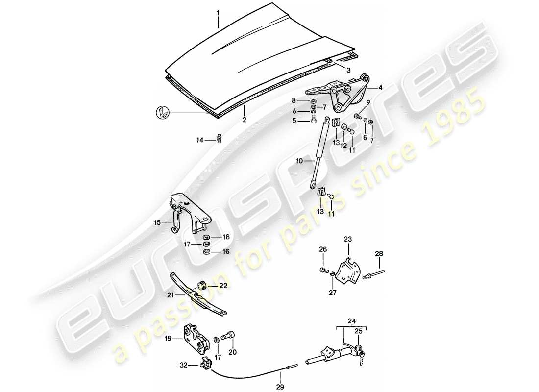 porsche 1986 (911) cubrir diagrama de piezas