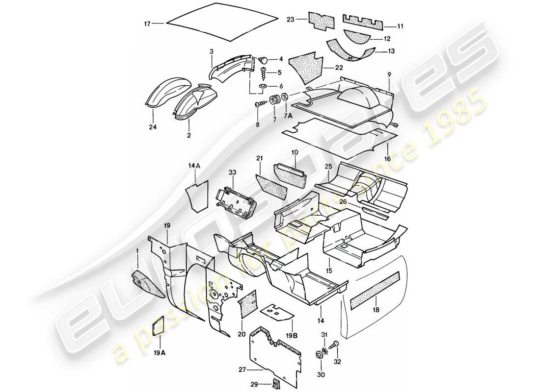porsche 1979 (924) embellecedores - cubierta de piso diagrama de piezas