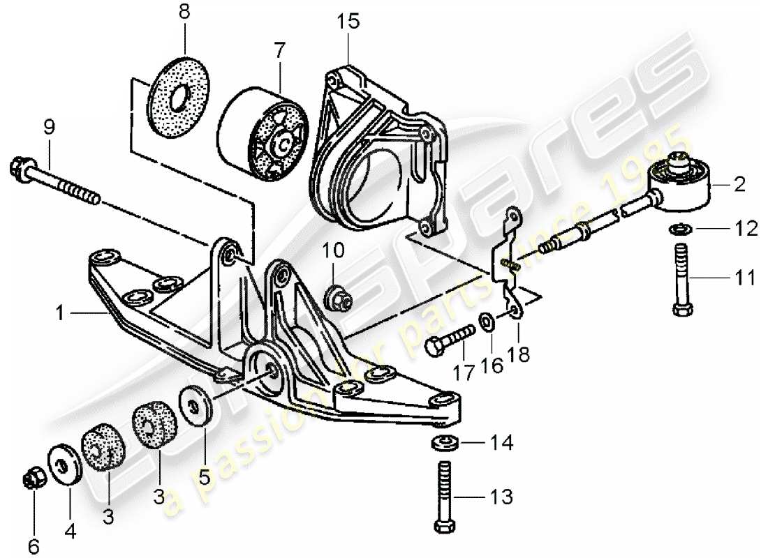 porsche 1994 (993) tiptronic - suspensión de la transmisión diagrama de piezas