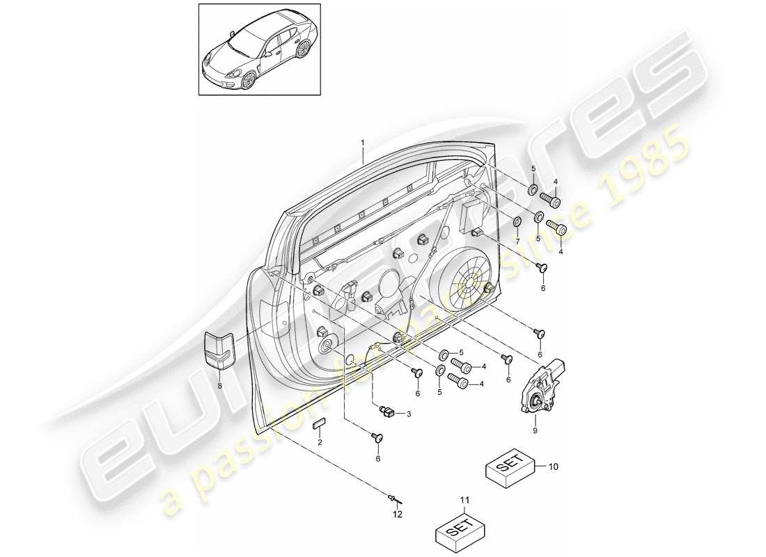 porsche 2011 (panamera 970) diagrama de pieza del regulador de ventana