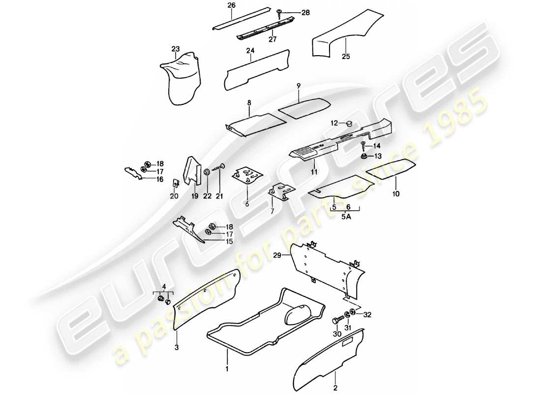 porsche 1981 (911) equipamiento interior diagrama de piezas
