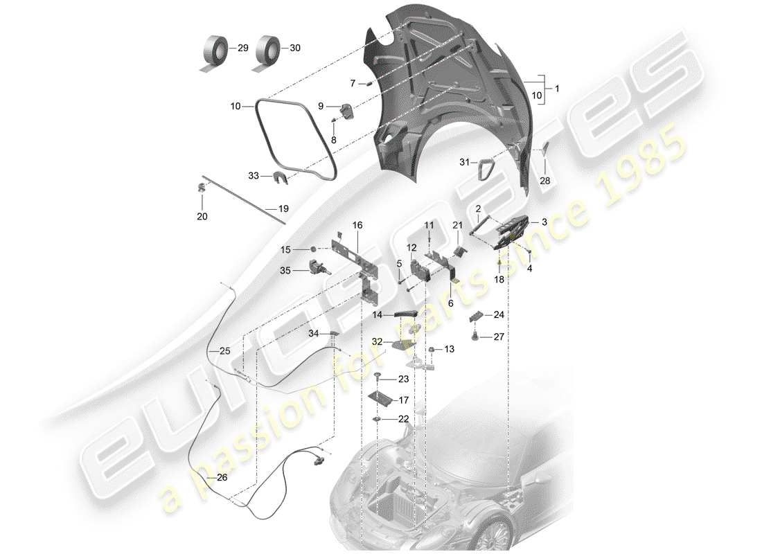 porsche 2015 (918 spyder) cubrir diagrama de piezas