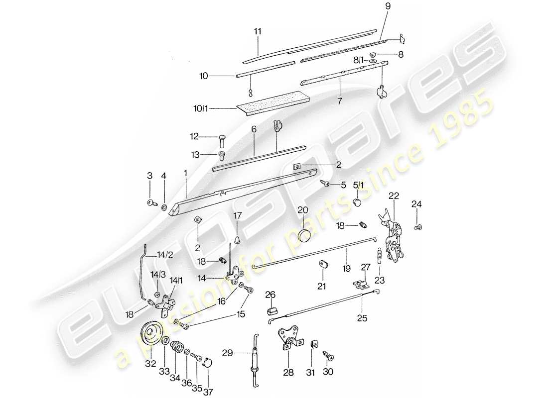 porsche 1977 (911) piezas de instalación - para - puerta diagrama de piezas