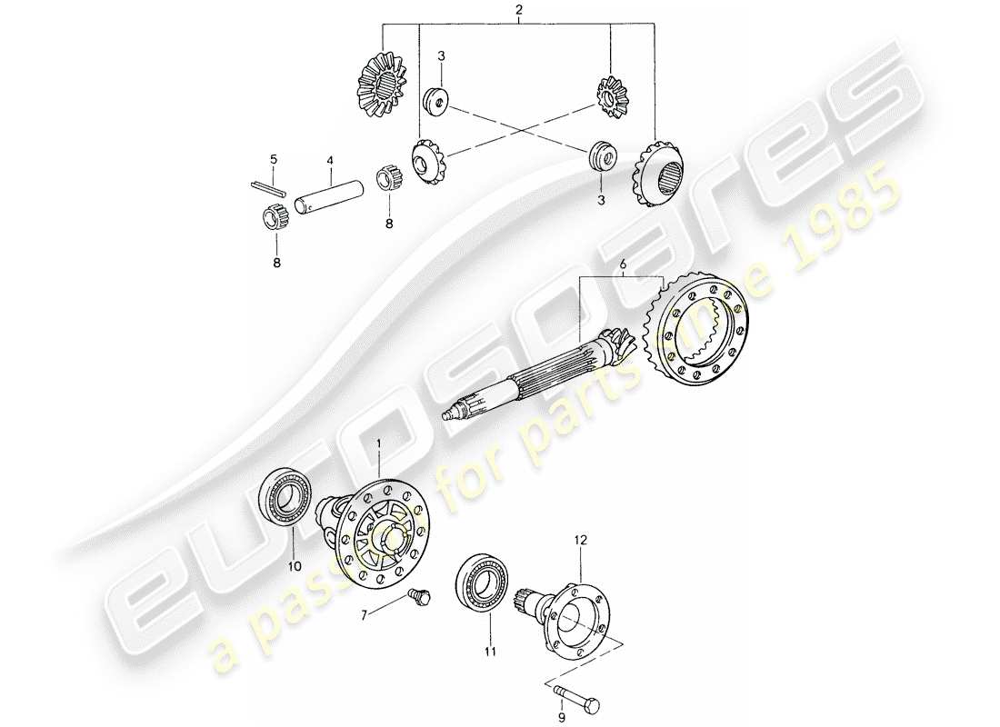 porsche 1994 (993) diferencial diagrama de piezas