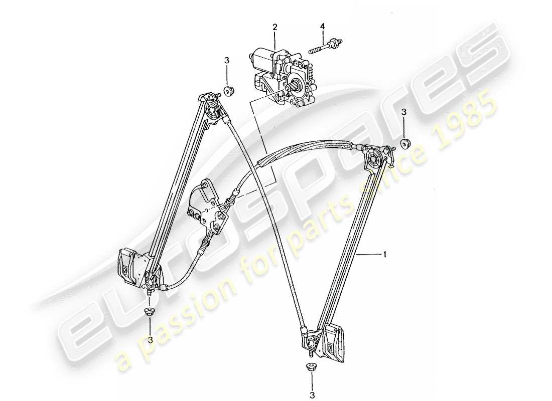 porsche 2001 (996 turbo / gt2) diagrama de pieza del regulador de ventana