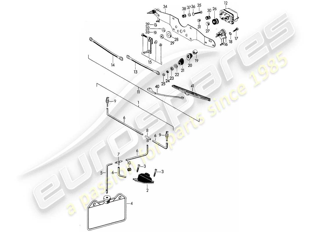 porsche 1964 (356b/356c) unidad arandela - sistema de limpiaparabrisas diagrama de piezas
