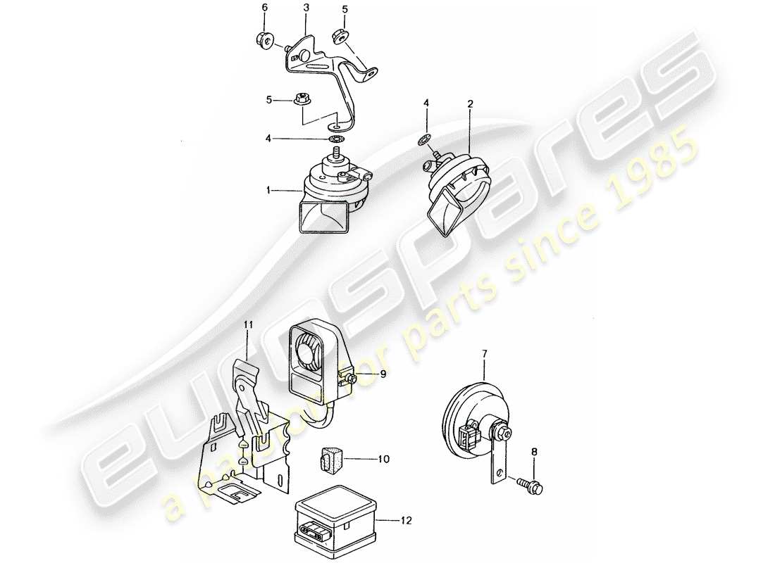 porsche 2003 (996) bocina de fanfarria - bocina - sistema de alarma diagrama de piezas