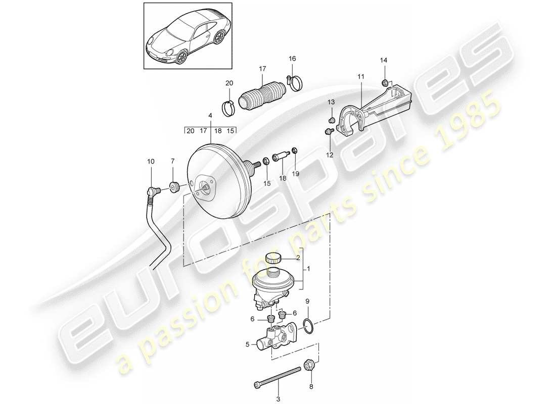 porsche 2011 (997-2) cilindro maestro del freno diagrama de piezas