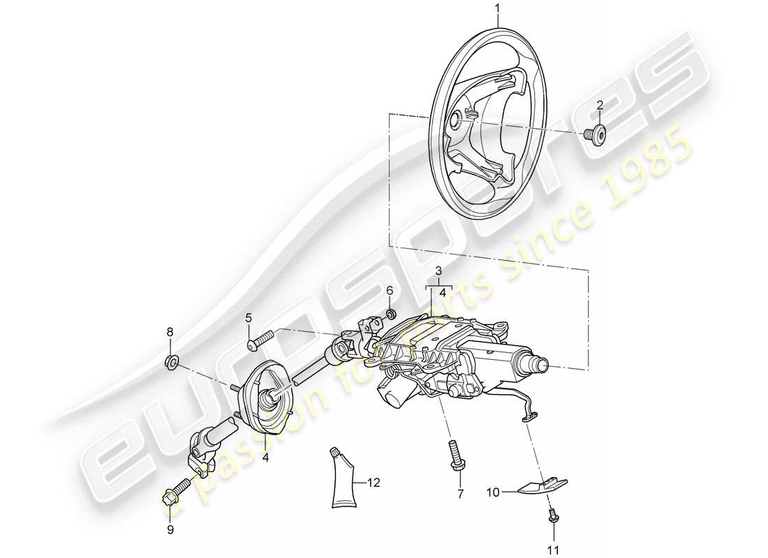 porsche 2008 (cayenne e1 9pa) volantes diagrama de piezas