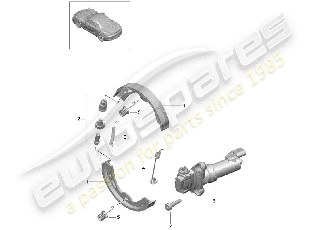 porsche 2013 (981 boxster) diagrama de piezas del freno de estacionamiento