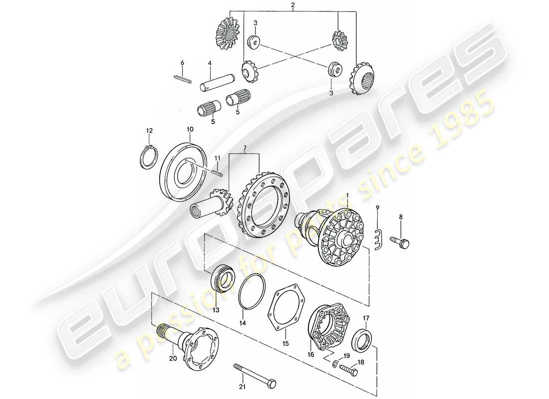 porsche 1988 (928) transmisión automática - diferencial 2 diagrama de piezas